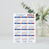 2024 Kalender Business Logo US Patriottisch Blauw  Feestdagenkaart (Staand voorkant)