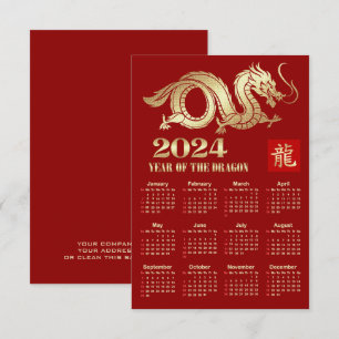 2024 Kalender Chinees Jaar van de Dragon Kaart