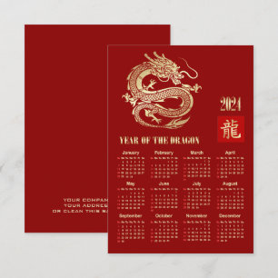 2024 Kalender Chinees Jaar van de Dragon Kaart
