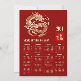 2024 Kalender Chinees Jaar van de Dragon Kaart