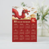 2024 Kalender Chinees Jaar van de Dragon Kaart (Staand voorkant)