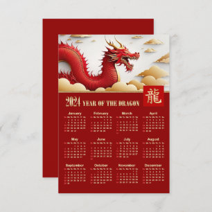 2024 Kalender Chinees Jaar van de Dragon Kaart
