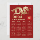 2024 Kalender Chinees Jaar van de Dragon Kaart (Voorkant)