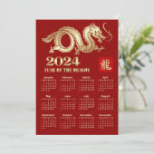 2024 Kalender Chinees Jaar van de Dragon Kaart (Staand voorkant)
