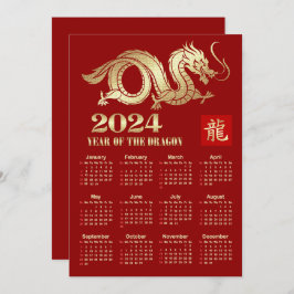 2024 Kalender Chinees Jaar van de Dragon Kaart