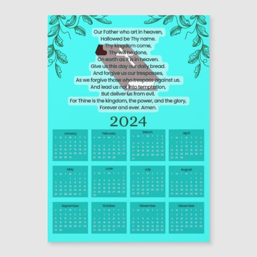 2024 Kalender - Christelijke Gebed Magnetische Kaa (Voorkant)