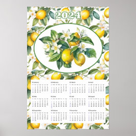 2024 Kalender  Citroenboom Waterverf Poster