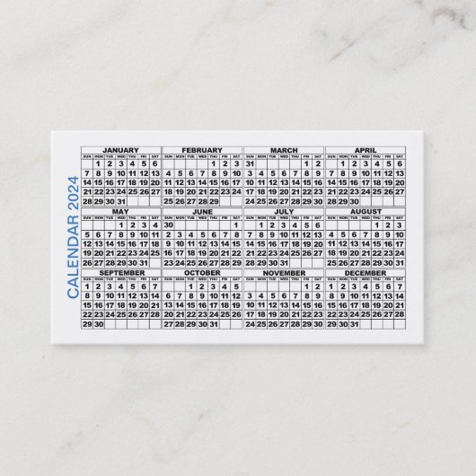 2024 Kalender Classic Visitekaartje Blauwe Streep (Voorkant)