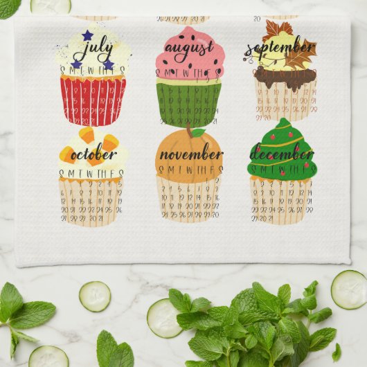 2024 Kalender Cupcake Keuken Theedoek (Gevouwen)