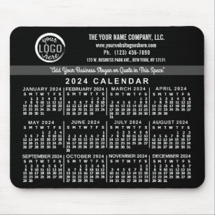 2024 Kalender Custom Business Logo Naam Easy Black Muismat