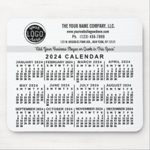 2024 Kalender Custom Business Logo Naam Easy White Muismat