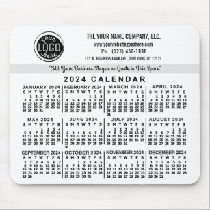 2024 Kalender Custom Business Logo Naam Easy White Muismat
