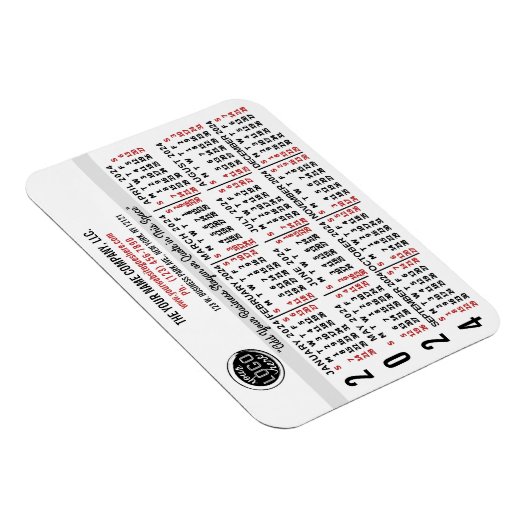 2024 Kalender Custom Business Logo Naam Wit Gemakk Magneet (Rechterzijde)