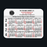 2024 Kalender Custom Business Logo Naam Wit Gemakk Magneet<br><div class="desc">Deze professioneel ogende 2024 kalender flexibele magneten zijn perfect voor uw bedrijf kantoor branding en marketing. Ze hebben vetgedrukte nummers in zwart en rood op wit. Merk uw bedrijf daarnaast op met uw logo, bedrijfsnaam, website, telefoon, adres en een slogan. Deze eenvoudige, praktische kalendermagneten zijn perfect voor uw kantoor of...</div>