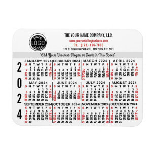 2024 Kalender Custom Business Logo Naam Wit Gemakk Magneet