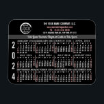 2024 Kalender Custom Business Logo Naam Zwart Gema Magneet<br><div class="desc">Deze professioneel ogende 2024 kalender flexibele magneten zijn perfect voor uw bedrijf kantoor branding en marketing. Ze hebben vetgedrukte cijfers in wit en lichtrood op zwart. Merk uw bedrijf daarnaast op met uw logo, bedrijfsnaam, website, telefoon, adres en een slogan. Deze eenvoudige, praktische kalendermagneten zijn perfect voor uw kantoor of...</div>