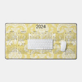 2024 Kalender Damask Vlas Eenvoudige Volledige Kle Bureaumat (Keyboard & Muis)
