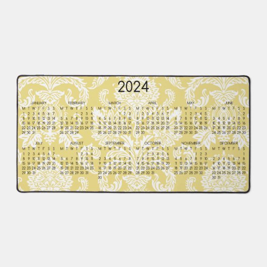 2024 Kalender Damask Vlas Eenvoudige Volledige Kle Bureaumat (Voorkant)