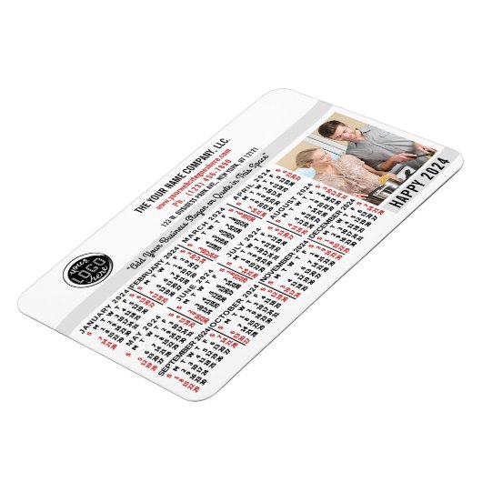 2024 Kalender Easy Custom Business Logo Naam Foto Magneet (Linkerzijde)