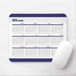 2024 Kalender Eenvoudig Corporate Blue Mousepad Muismat