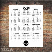2024 Kalender - Eenvoudig Zwart Wit Minimaal Poster