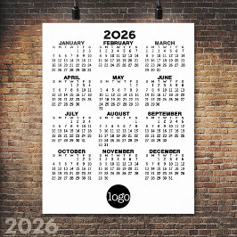 2024 Kalender - Eenvoudig Zwart Wit Minimaal Poster