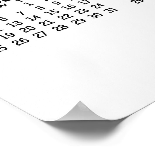 2024 Kalender - Eenvoudig Zwart Wit Minimaal Poster (Hoek)