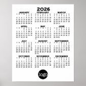 2024 Kalender - Eenvoudig Zwart Wit Minimaal Poster (Voorkant)