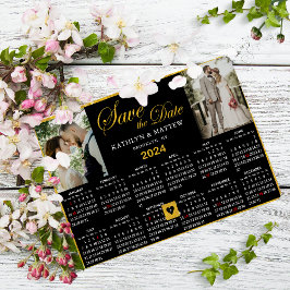 2024 Kalender Elegant Script 2 Foto Opslaan De Dat Magnetische Uitnodiging