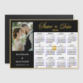 2024 Kalender Elegant Script Foto Opslaan De Datum Magnetische Uitnodiging (Voorkant / Achterkant)