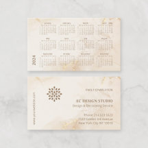 2024 Kalender Elegante Moderne Beige Gouden Inkt