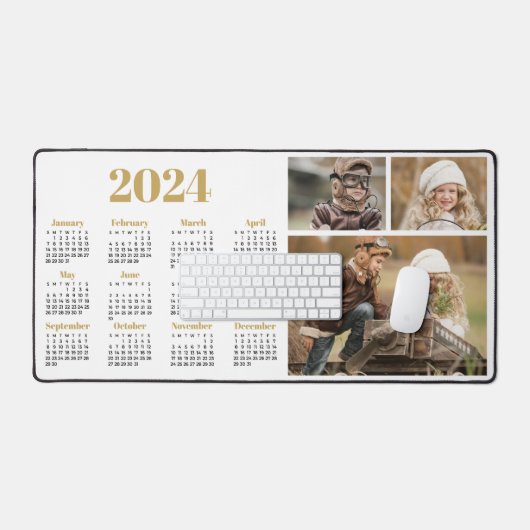 2024 Kalender en Fotocollage Bureaumat (Keyboard & Muis)