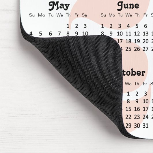 2024 Kalender Familie 7 Foto Collage Roze Eenvoudi Muismat (Hoek)