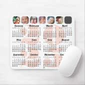 2024 Kalender Familie 7 Foto Collage Roze Eenvoudi Muismat (Met muis)