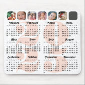 2024 Kalender Familie 7 Foto Collage Roze Eenvoudi Muismat (Voorkant)