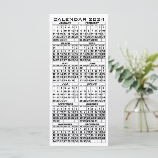 2024 Kalender Feestdagen Rack Kaart Leaf met envel (Staand voorkant)