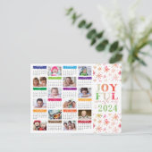 2024 Kalender Fotocollage Kerst & Nieuwjaar Briefkaart (Staand voorkant)