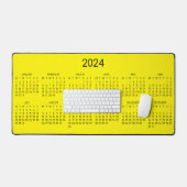 2024 Kalender Geel Kleur Achtergrond Bureaumat (Keyboard & Muis)