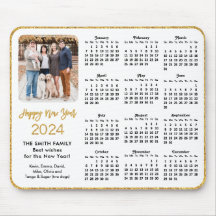 2024 Kalender Gold Glitter Script Family Foto