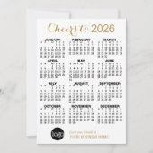 2024 Kalender Gold White Business Logo Feestdagenkaart (Voorkant)