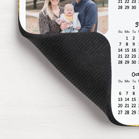 2024 Kalender Goud Glitter Script 2 Familie Foto Muismat (Hoek)