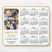 2024 Kalender Goud Glitter Script 2 Familie Foto Muismat (Voorkant)