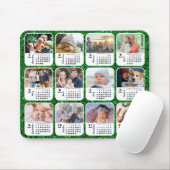 2024 Kalender groene glitter familie foto collage Muismat (Met muis)