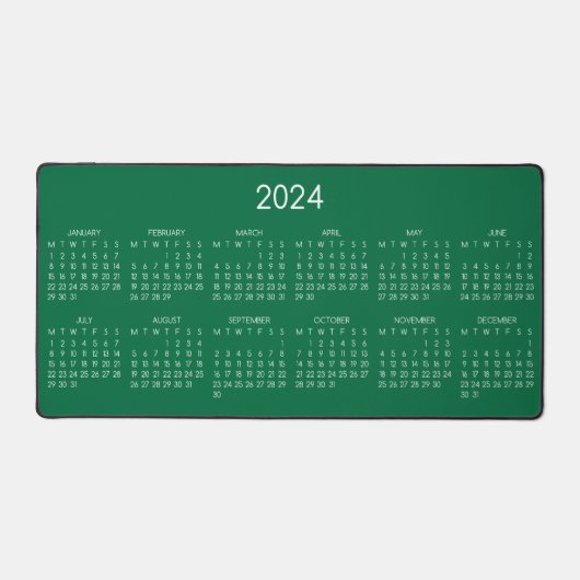 2024 Kalender Groene Kleur Achtergrond Bureaumat (Voorkant)