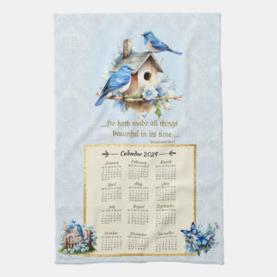 2024 Kalender Handdoek Bluebirds Vogelhuis ECC 3:1
