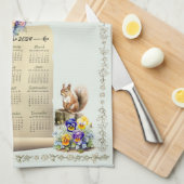 2024 Kalender Handdoek Eekhoorns Pansies Acorns Gr (Quarter Fold)