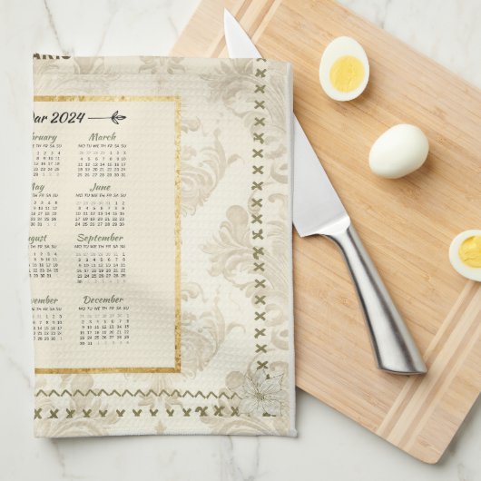 2024 Kalender Handdoek Paris Uitzicht Aangepaste B (Quarter Fold)