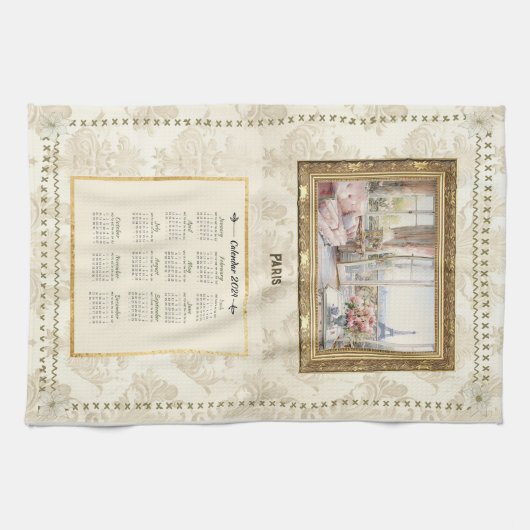 2024 Kalender Handdoek Paris Uitzicht Aangepaste B (Horizontaal)