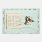 2024 Kalender Handdoek Robin Bird Aqua Damask (Horizontaal)