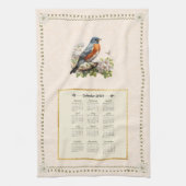 2024 Kalender Handdoek Robin Bird Peach Damask (Verticaal)